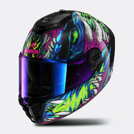Шлем Shark Spartan RS SHAYTAN Black/Green/Violet от магазина мотошлемов SharkHelmet