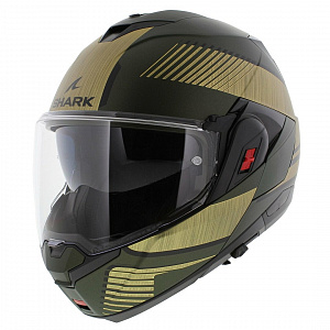 Мотошлем SHARK OXO SIKTER Mat Green Chrome Gold